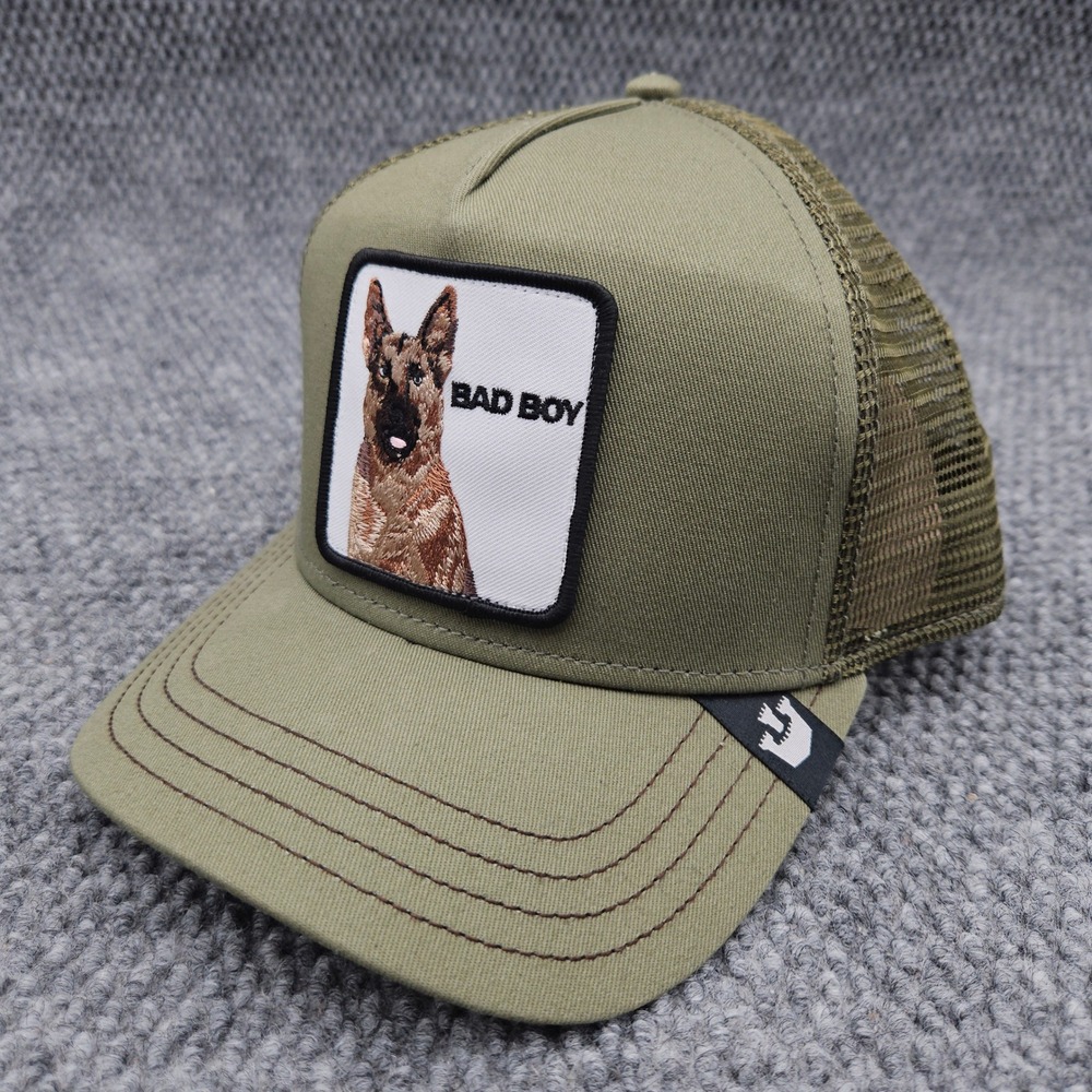 Goorin Bros Green Mesh Trucker Hat Bad Boy German Shepherd Animal Patch Ball Cap